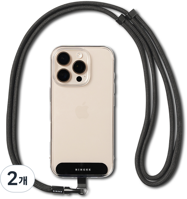 링케 플로우 핸드폰 스트랩 홀더 링크 숄더 Y타입, 캄 블랙, 2개