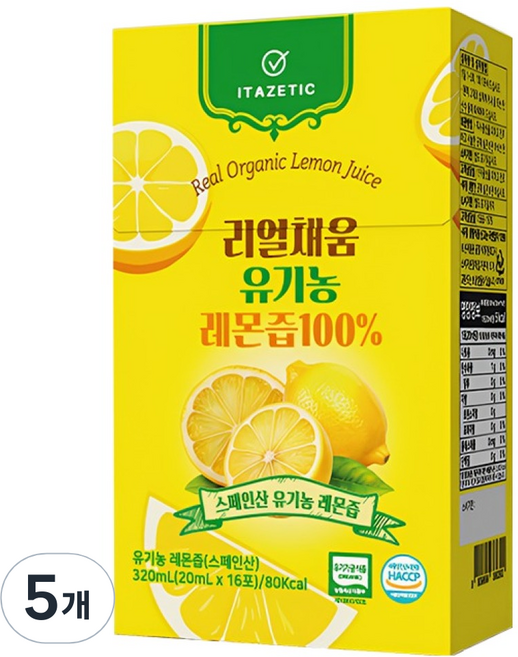 리얼채움 유기농 레몬즙 100% 16p, 320ml, 5개
