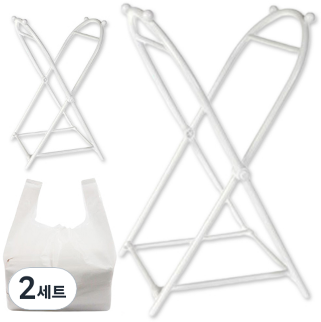 파라디 다용도 미니 쓰레기봉투 거치대 화이트 2p + 샘플봉투 화이트 10p 세트, 2세트