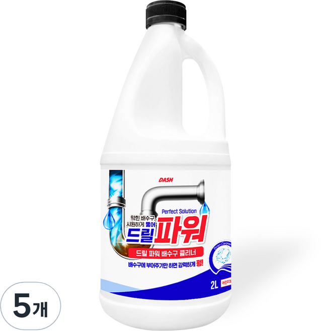 DASH 드릴 파워 초강력 배수구 클리너, 2L, 5개
