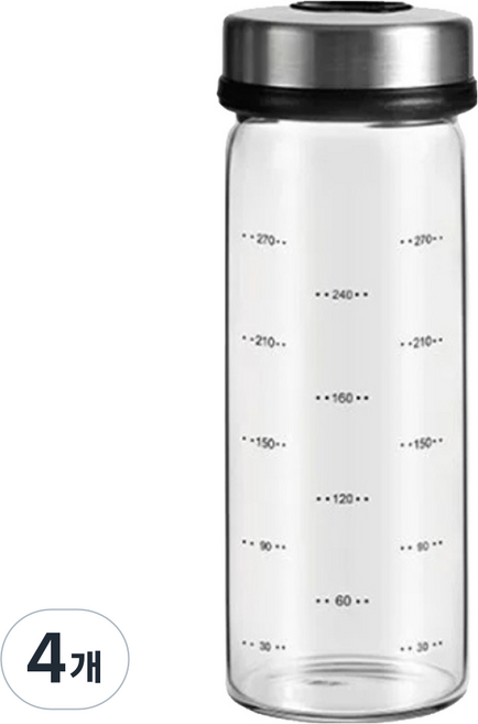 YOL 304不鏽鋼旋鈕玻璃調味罐, 4個, 300ml