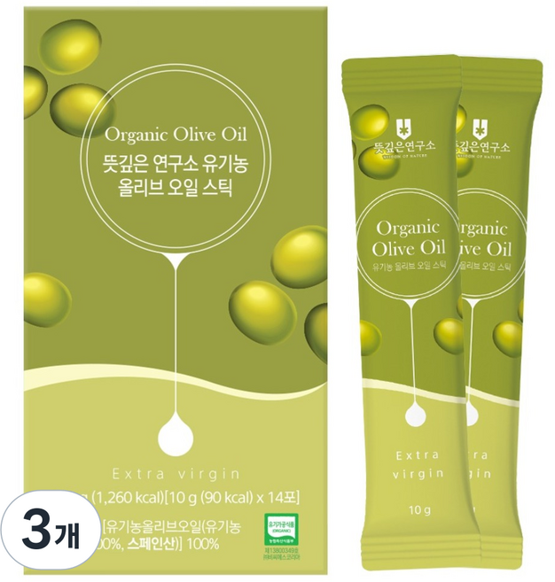 Yangji Red Ginseng 意義深遠研究所有機特級初榨橄欖油條裝 14條, 140ml, 3個