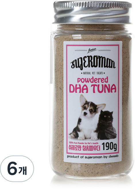 SUJEROMAN 반려동물 파우더 간식, 참치, 190g, 6개
