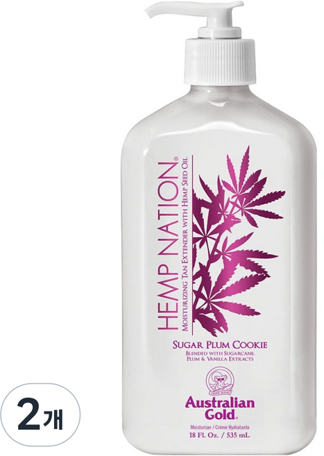 오스트레일리안골드 헴프네이션 슈가 플럼 쿠키 탠 익스텐더 바디로션, 2개, 535ml