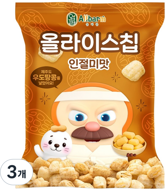 Allbarm 올라이스칩, 50g, 3개, 인절미맛