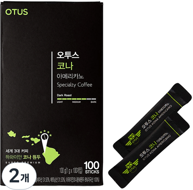 오투스 코나 아메리카노 원두커피믹스, 100g, 2개, 100개입