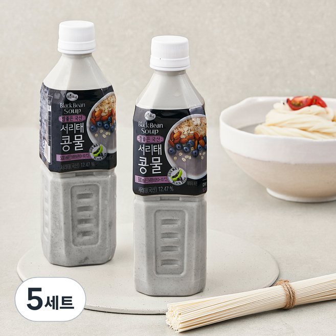 맑은물에 국산 서리태 콩물과 풍국면 콩국수키트 2인분, 1.2kg, 5세트