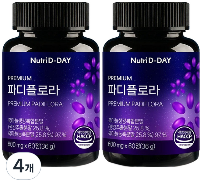 뉴트리디데이 파디플로라 흑마늘생강 4개월분, 4개, 60정
