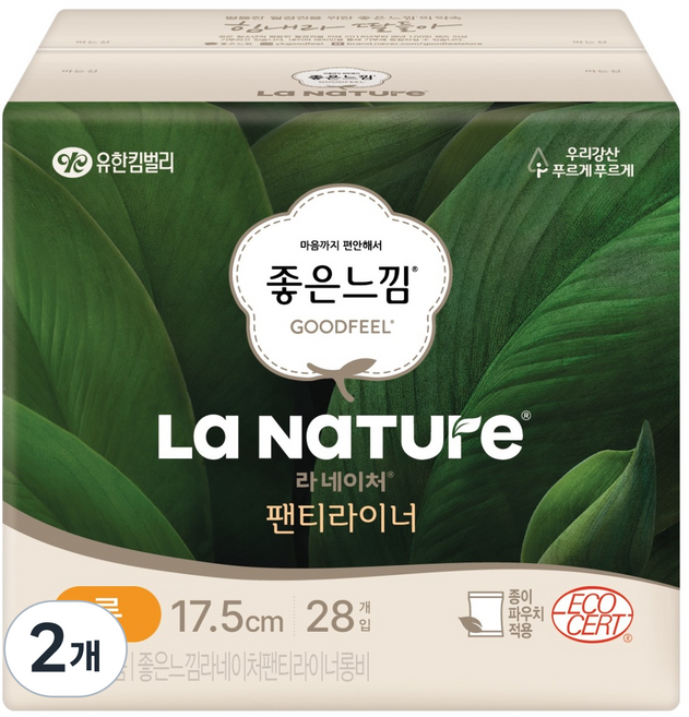 라네이처 좋은느낌 네이처백 팬티라이너, 롱, 28개입, 2개