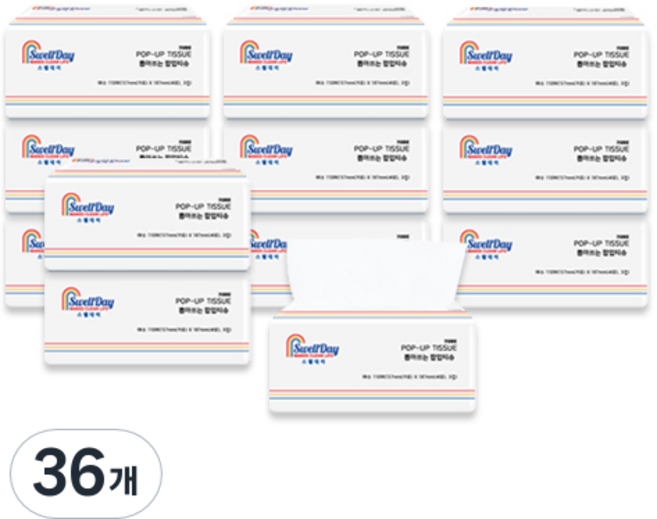 스웰데이 뽑아쓰는 팝업 미용티슈 3겹, 110매입, 36개