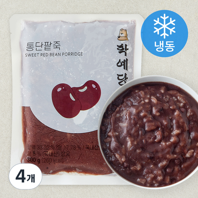 학예당 통단팥죽 (냉동), 300g, 4개