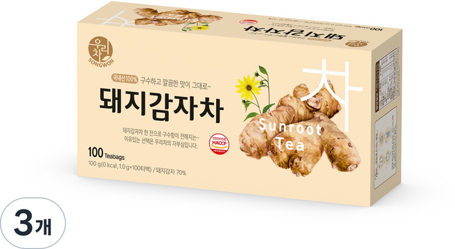 우리차 돼지감자차, 1g, 100개입, 3개
