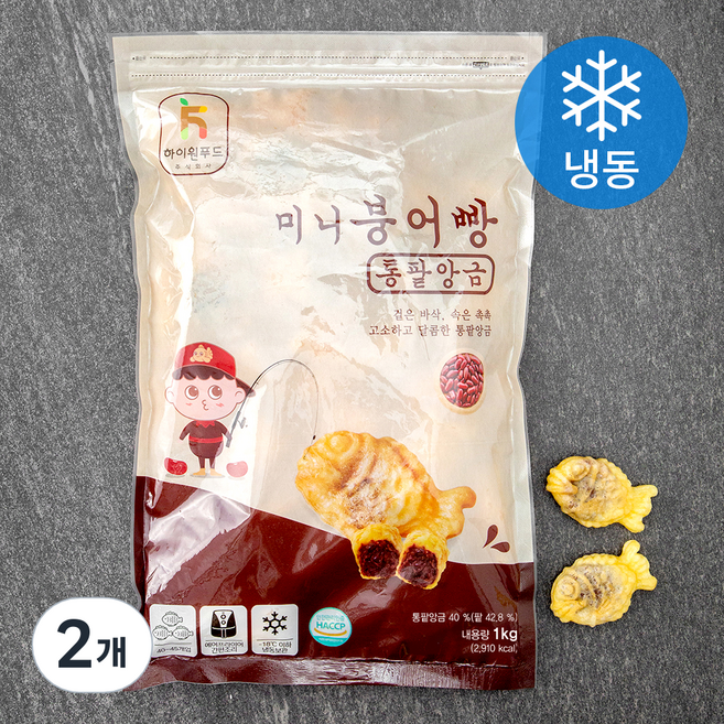 명장 미니붕어빵 통팥앙금 (냉동), 1kg, 1개입, 2개