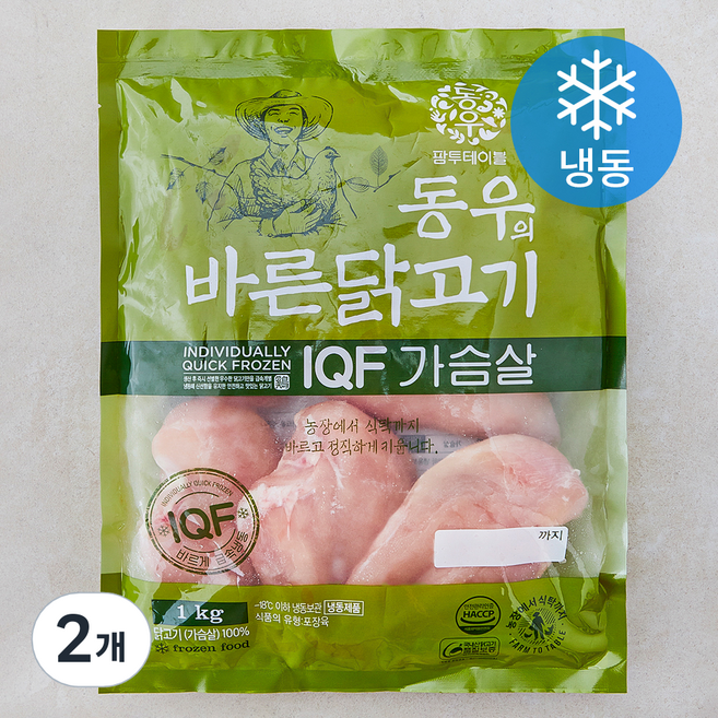 동우바른닭고기 IQF 닭가슴살 (냉동), 2개, 1kg