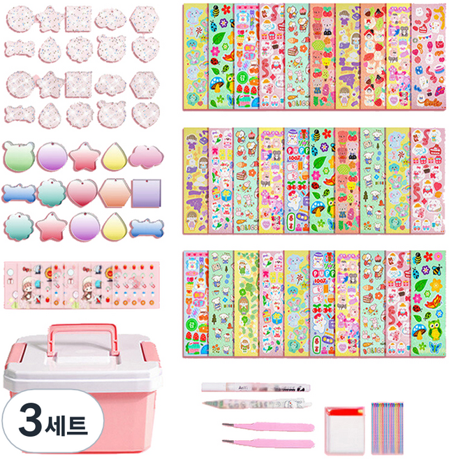 ido Big Dream DIY 鑰匙圈 DIY 貼紙盒組, 3套, 混合顏色