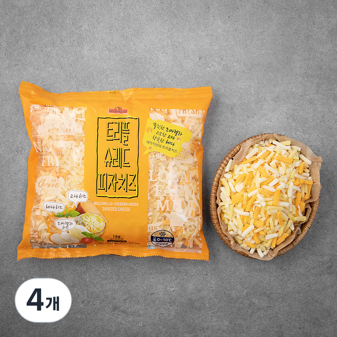 코다노 트리플 슈레드 피자치즈, 1kg, 1개입, 4개