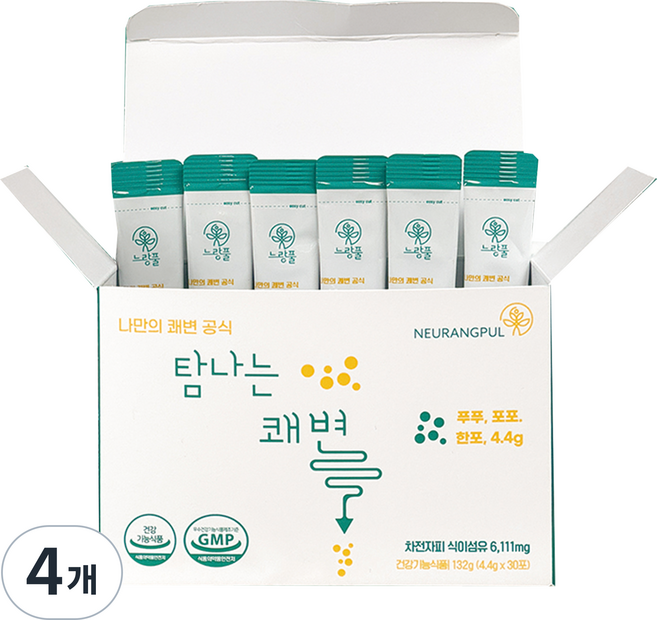 탐나는 쾌변 차전자피 식이섬유 배변활동 장 운동 분말 가루, 4개, 30회분