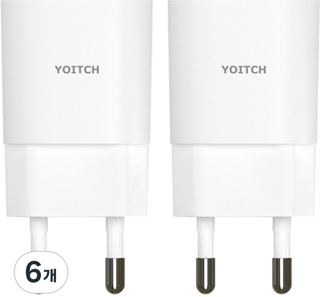 요이치 아이폰 USB 아답터 유선충전기 케이블 미포함, 화이트, 6개