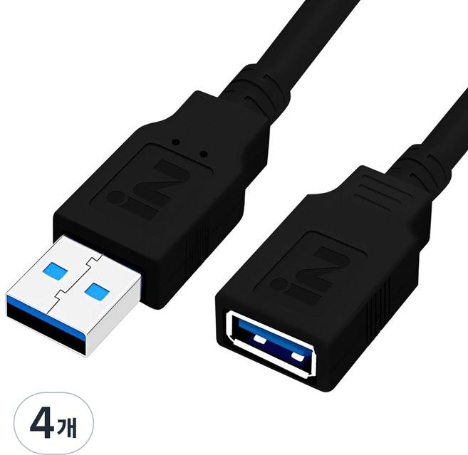 iN NETWORK VW-1 全包覆一體成型 USB3.0 延長線 黑色, 4個, 3m