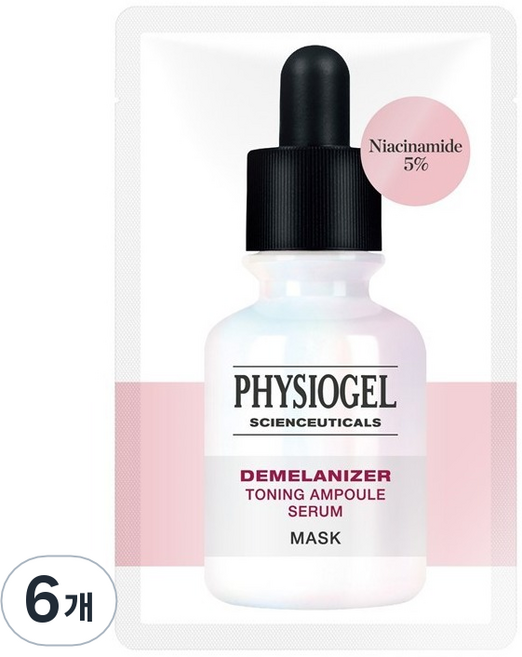 피지오겔 사이언수티컬즈 디멜라나이저 토닝 앰플 세럼 마스크팩, 6개, 1개입