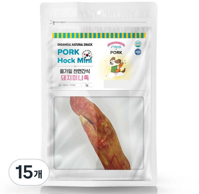 올가밀 강아지 천연간식, 105g, 15개, 돼지미니족