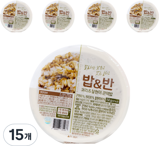 밥앤반 귀리 찰현미 곤약밥, 150g, 15개