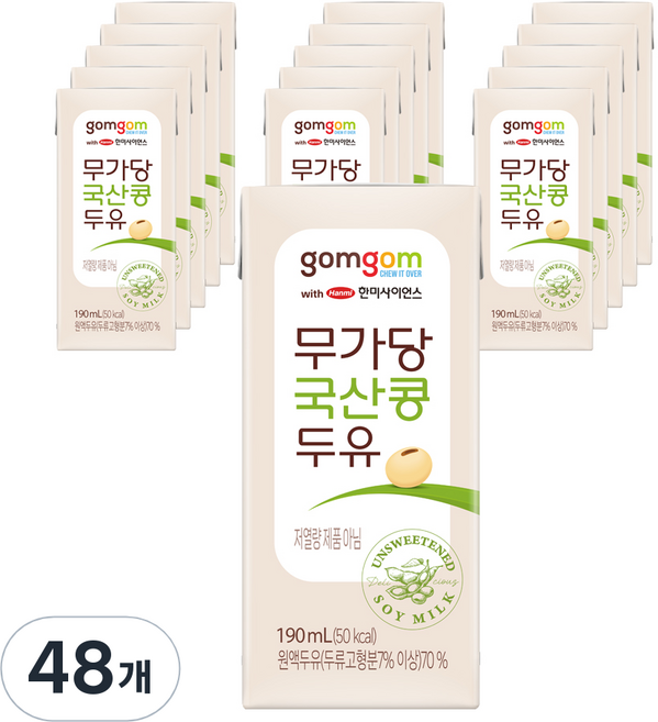 곰곰 무가당 국산콩 두유, 48개, 190ml