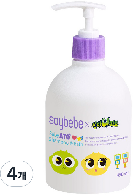 소이베베 신비아파트 유아 아토 바스앤샴푸, 4개, 450ml
