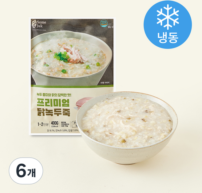 섬죽 닭녹두죽 (냉동), 400g, 6개
