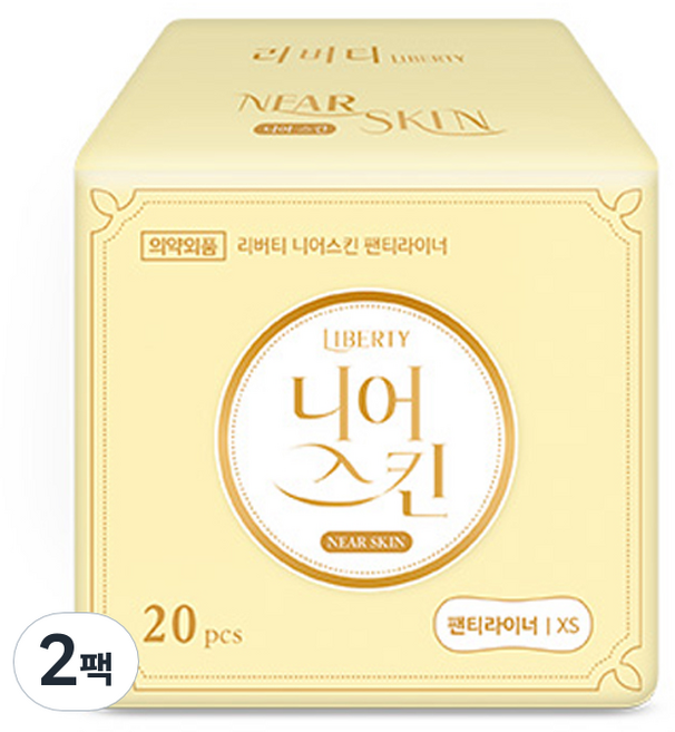 리버티 니어스킨 생리대 팬티라이너, 롱, 20개입, 2개