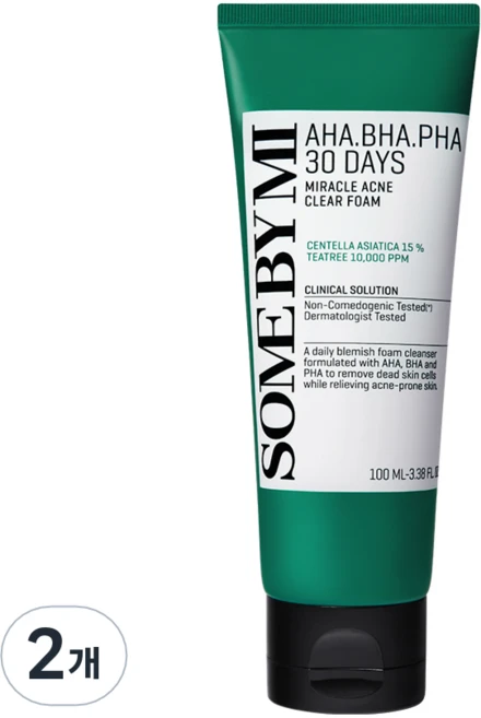 썸바이미 아하 바하 파하 30 데이즈 미라클 아크네 클리어 폼, 100ml, 2개 - 쿠팡