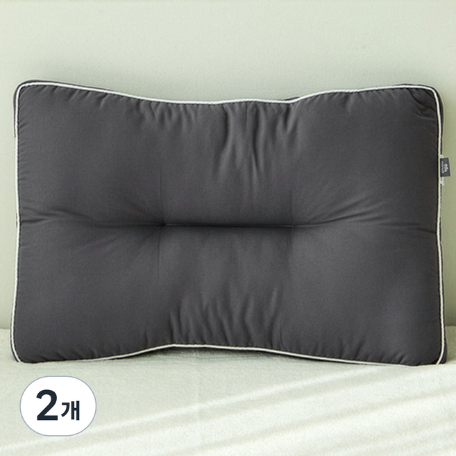 코멧 홈 커버가 필요없고 통째로 빨아쓰는 입체슬립 경추굽베개, 차콜, 2개