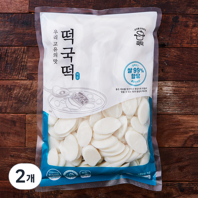 쿡탁 우리 고유의 맛 떡국떡, 1kg, 2개