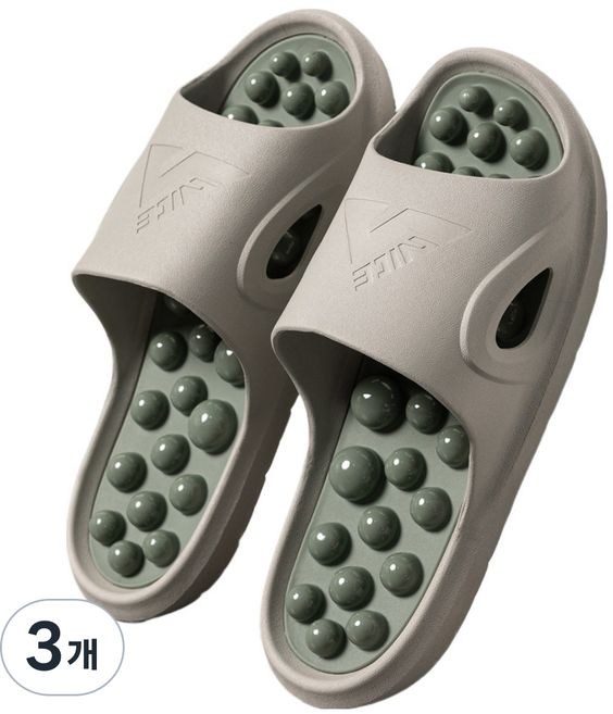 헨센 버블 지압슬리퍼, 카키, 3개