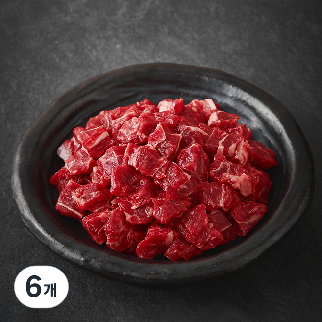 한우 1+등급 국거리용 (냉장), 300g, 6개