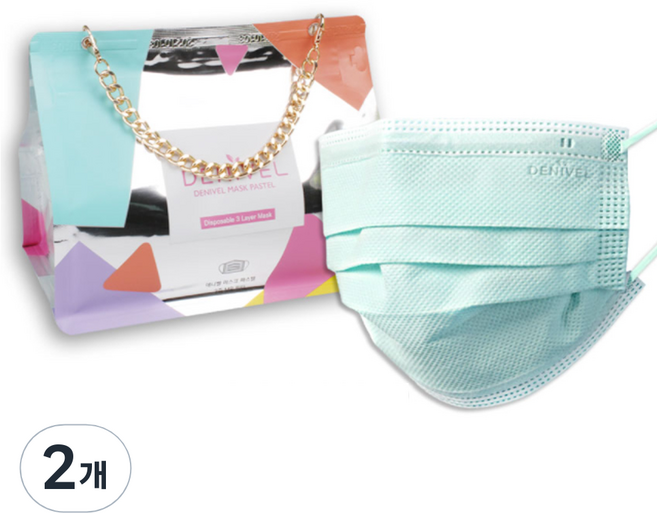 리빙투유 데니벨 파스텔 컬러 마스크 대형 파스텔민트, 30개입, 2개, 파스텔 민트