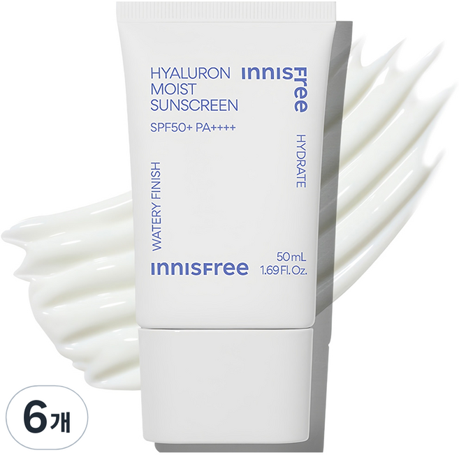 이니스프리 히알루론 수분 선크림 SPF50+ PA++++, 50ml, 6개