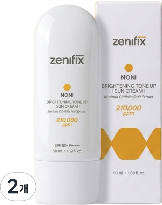 제니픽스 노니 브라이트닝 톤업 선크림 SPF50+ PA++++, 2개, 50ml