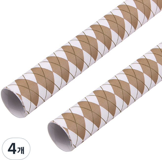 알로데 브라운 패턴 포장지 50 x 70 cm, NO.06 아가일, 4개