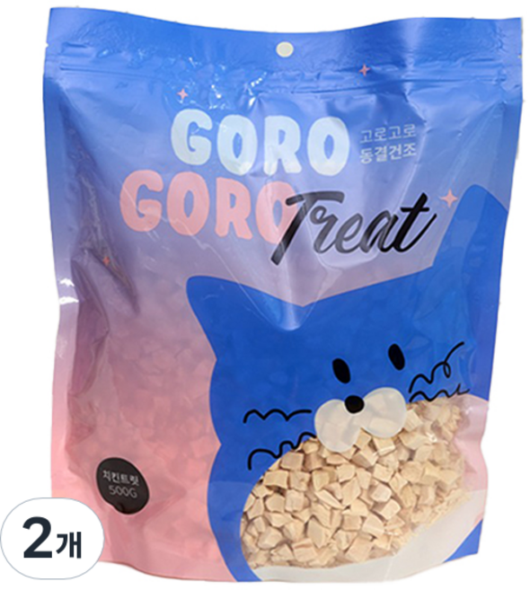 gorogoro 반려동물 동결건조 트릿 간식, 치킨, 500g, 2개