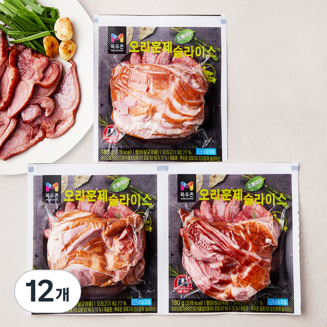 목우촌 오메가3 오리훈제 슬라이스, 180g, 12개