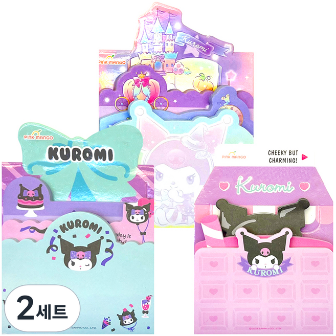 핑크망고 산리오 팝업 최애 3단 점착메모 쿠로미 3종 세트, 혼합색상, 90매, 2세트