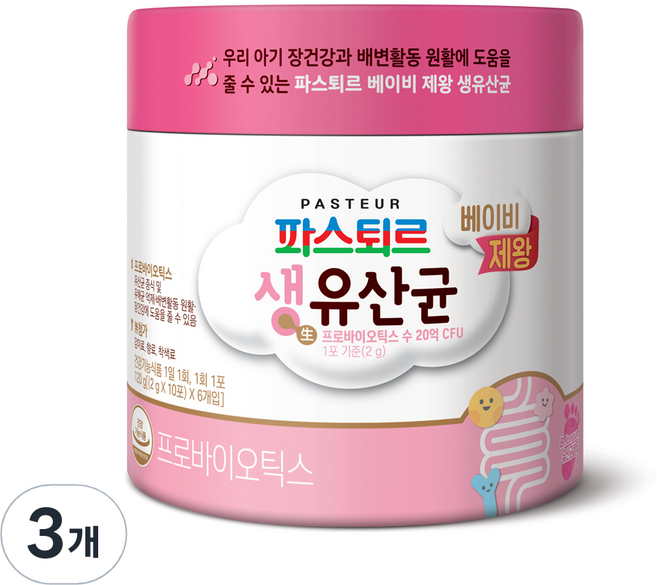 파스퇴르 베이비 제왕 생 유산균 60p, 120g, 3개