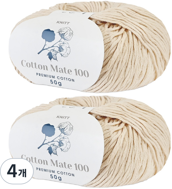 니뜨 코튼메이트 100 뜨개실 50g, 25 오트베이지, 4개