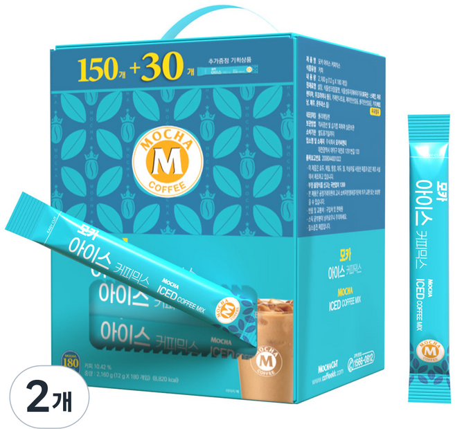 모카씨엔티 아이스 커피믹스, 2개, 180개입, 12g