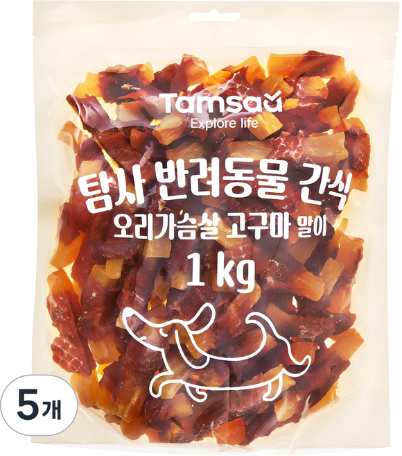 탐사 반려동물 간식 오리가슴살 고구마 말이, 1kg, 5개