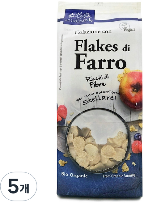 소또레스텔레 유기농 비건 스펠트밀 후레이크 고단백 고식이섬유, 275g, 5개