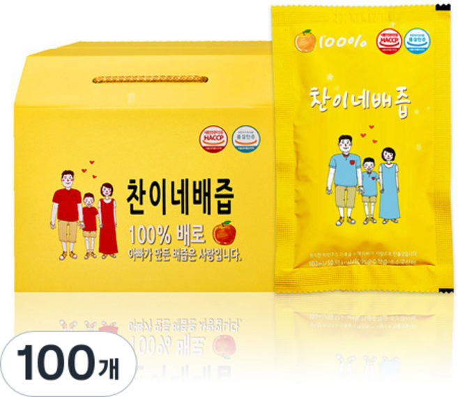 찬이네과수원 배즙, 100ml, 100개