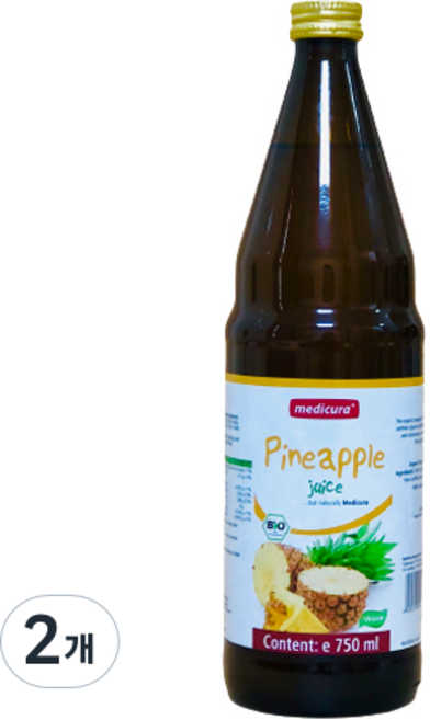 메디큐라 NFC 유기농 파인애플 원액 주스, 2개, 750ml