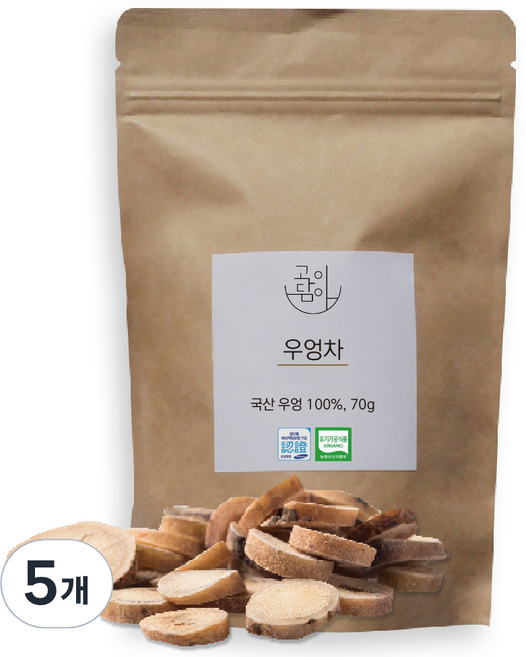 고이담아 유기농 우엉차 슬라이스, 70g, 1개입, 5개